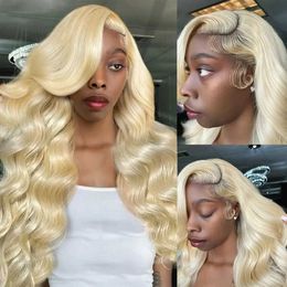 Synthetic Wigs Human Chignons 250% 13x4 13x6 HD Lace Front Wig 613 Blonde Body Wave Lace Frontal Wig Pre Pucked Brazilian Lace Front Human Hair Wigs For Women 240327