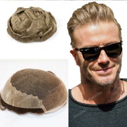 Toupees Toupees Natural Hairline Male Toupee Ash Blonde Brown Black Breathable Q6 Lace & PU Units Human Hair For Men Replacement Prosthes