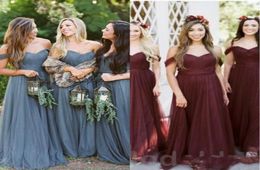 2019 Boho Blue Bridesmaid Dresses Off The Shoulder Country Wedding Guest Dress Plus Size Maid Of Honour Bridesmaids Dress2225840