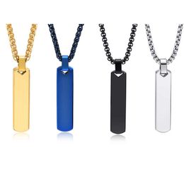 Fashion Design Pendant Necklaces Engraveable Jewellery Minimalist Pendant Stainless Steel Three-dimensional Rectangular Geometric Necklace Mens Jewellery Pn-1676