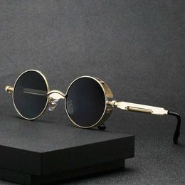 Sunglasses Brand Round Sunglasses Man Woman Gothic Steampunk Sun Glasses Male Female Metal Retro Designer Mirror Vintage Gafas De SolL2403