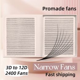 Eyelashes Narrow 2400 Fans Lashes XXL Mega Tray Premade Narrow Volume Fan Ultra Dark Pointy Base Promade Fans Eyelash Extensions Supplies