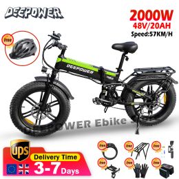 Bicycle DEEPOWER H20PRO Electric Bicycle 2000W 48V20AH Hydraulic brake Portable Adult Electric Mountain Bike 4.0 Fat Tyre Folding Ebike