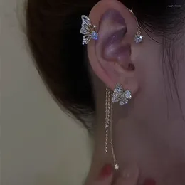 Backs Earrings Elegant Trendy Fairy Luxury Zircon Flower Ear Bone Clip Girls Earring Korean Style Butterfly Hook