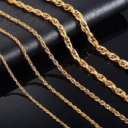Chains Necklace For Women Men Punk 316L Stainless Steel Twist Link Chain Gold Color Plated Jewelry Accessories On Neck Collar Choker