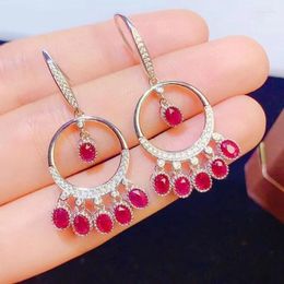 Dangle Earrings Luxurious Ruby Pendant For Evening Party Natural Silver Earring 925 Wedding Jewelry Birthday Gift Girl