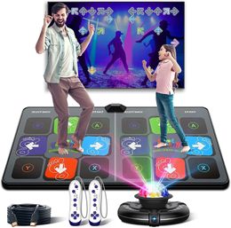 Dance Mat Game for TVPC Family Sports Video Game Anti-slip Music Fitness Carpet Wireless Double Controller Folding Dancing Pad 240318