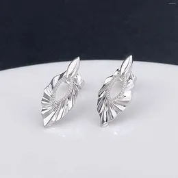 Stud Earrings Real Pure Platinum 950 Women Gift Lucky Hollow Carved Leaf 2.83-2.9g