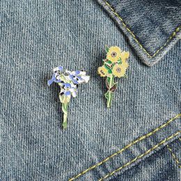 Brooches A Bunch Of Purple Lilies And Sunflowers Enamel Creativity Personality Flowers Alloy Badge Pins Jewellery Gifts For Friend