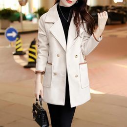 Women's Suits 2024 Autumn And Winter Women Suit Korean Style Raglan Sleeve Double-breasted All-match Elegant Jacket Commuter Woollen Coat Top