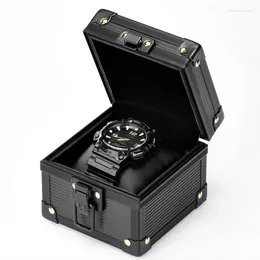 Watch Boxes Aluminium Single Box Storage Transparent Skylight Luxury Organiser Case Men Mechanical Watches Display