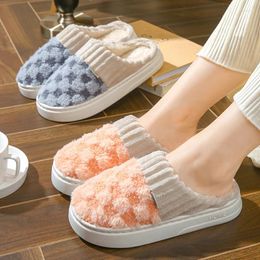 Slippers Indoor Home Cotton Women Winter 2024 Non Slip Mix Colour Warm Plush Woman Comfort Thick Soft Sole House Shoes