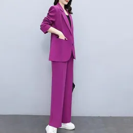 Women's Two Piece Pants Business Coat Suit Women Formal Two-piece Set Style With Lapel Button For Work