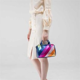 Top Shoulder Bags Womens Designer Handbags Tote Bag Contrast Coloured Spliced Rainbow Handheld One Crossbody 240311