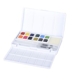 vendita all'ingrosso Pittura ad acquerello solido di grado artistico Pittura ad acquerello solida 12 colori Forniture artistiche in scatola di plastica portatile
