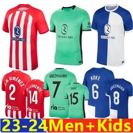 23 24Atletico Madrids soccer jerseys GRIEZMANN 23 24 120th anniversary 23 24 M.LLORENTE KOKE SAUL Correa LEMAR football shirt men kids kit sets uniforms 16-4XL