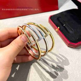 Original 1to1 Cartres Bracelet High version V Gold Card Home Nail Coarse Head and Tail Diamond CNC Precision Engraving Matching Spring Switch 18k Rose