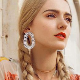 Dangle Earrings Trendy Round Rhinestone Hoop For Women Exquisite Zirconia Dangling Drop Earring Bridal Accessories Statement Gift