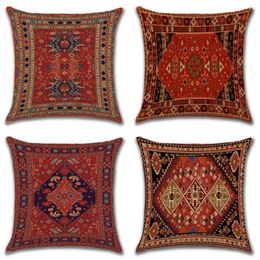 Pillow Ethnic Persian Carpet Print Linen Pillows Case Bohemian Decorative Geometric Throw Sofa Couch Home Decor