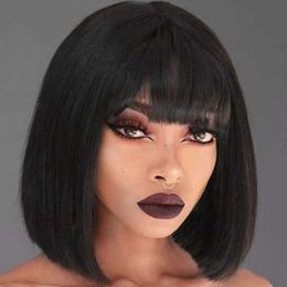 Synthetic Wigs Women Long Straight Wig Heat-resistant Bangs Wig Fashionable Womens Boboo Wigs with Bangs Natural Look High for Long-lasting 240329