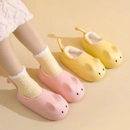 Slippers 2022 Winter Animal Slippers Waterproof Warm Cotton Shoes for Women Cute Plush Indoor House Nonslip Floor Funny Slides Pantuflas