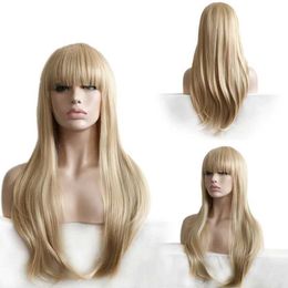 Synthetic Wigs Cosplay Wigs blonde gradient hair European American wig Womens long curly wavy synthetic wig for daily party use 240329