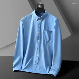 Men's Casual Shirts Colour Denim Long-Sleeved Shirt 10XL 8XL 7XL 6XL 5XL Light Blue Dark Lapel Large Size Male's Blouses Tops