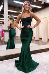 Hunter Mermaid Prom Evening Dresses 2024 New Sexy Spaghetti Straps Beads Sequins Long Robes de bal Formal Party Occasion Gowns BC16370