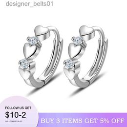Stud LByzHan 100% Real 925 Sterling Silver Earrings Heart Zircon Small Earrings For Women Jewellery GiftsC24319
