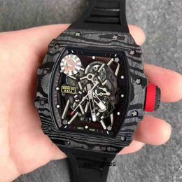 Richa Business Leisure Rm35-02 Automatic Mechanical Mill Watch Black Carbon Fiber Tape Male