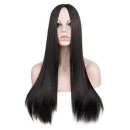 Synthetic Wigs Cosplay Wigs Women Synthetic 70 Cm Long Straight Cosplay Wig Party Sliver White 100% High Temperature Fiber Hair Wigs 240329