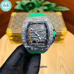 Luxury mens Mechanics Watches Richa Wristwatch Business Leisure Men's Automatic Mechanical Watch Hollowed Out Luminous Carbon Fibre Fashion