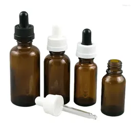 Storage Bottles 12 X 5ml 10ml 20ml 30ml 50ml 100ml Empty Amber Glass Essential Oil Bottle With Childproof Dropper 1oz 1/2oz Drop Containers