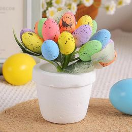 Party Decoration 2024 Foam Easter Eggs Potted Plant Painted Egg Ornaments Kids Gift Favors DIY Decorations For Home Desktop