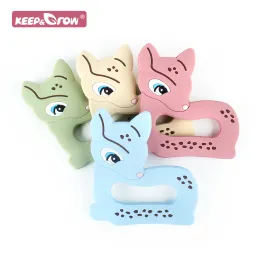 Necklaces 5pcs Silicone Sika Deer Cartoon Animal Teether Baby Chewing Tooth Supplies Safe Food Grade BPA free Necklace Accessories