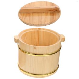 Storage Bottles Wooden Barrel Food Containers With Lids Bucket Mixing Drum Lidded Rice Serving Buckets Sushi Cooked