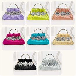 Chic Shoulder Bags New Designer Handbags Tote Bag For Girls High Grade Studded Diamond Handbag Party Pleated Dinner 240311