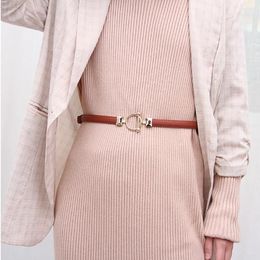 Belts Simple Thin Trouser Fashion Adjustable Dress PU Belt Waistband Metal Hook Buckle Waist