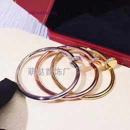 Original 1to1 Cartres Bracelet High end Asian Gold Coarse Edition Mud Diamond Zircon Nail Ring Light Luxury Style Female