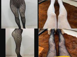 Sexy Long Stockings Tights Women Black White Thin Lace Mesh Tights Soft Breathable Hollow Letter Tight Panty Hose High Quality7722031