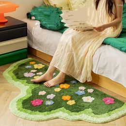 Carpets 2024 Flocking Garden Design Carpet Anti Slip Flower Embroidery Comfortable Soft Home Instagram Art Beautiful Bedroom Rug