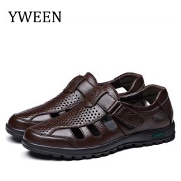 Sandals YWEEN Big Size Men Sandals Fashionable Leather Sandals Men Outdoor Casual Shoes Breathable Fisherman Shoes Men Beach Shoes