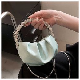 Top Shoulder Bags Womens Bag Designer Handbags Tote Fashionable Small Popular Pleated Cloud Dinner With Diamond Inlaid Handheld Crossbody 240311