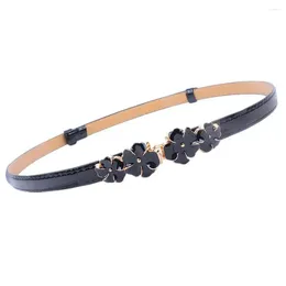 Belts Thin Decorative Belt For Women Dress Stylish Women's Faux Leather Waist With Flower Decor Slimming