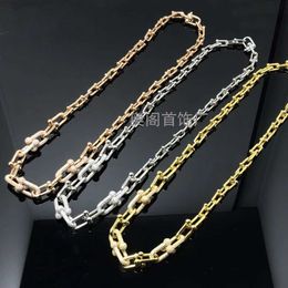 Horseshoe Double Ring Full Diamond Bamboo Necklace U-shaped Interlocking Horseshoe Couple Necklace Instagram Style