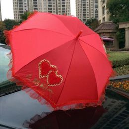 Umbrellas Designer Red Umbrella Women Lace Uv Protection Strong Windproof Folding Luxury Wedding Parasoles Rain Gear GXR35XP