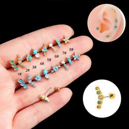 Stud 1Piece 20G Stainless Steel Piercing Screw Stud Earring for Women New Jewellery Ear Cuff Blue Earring for Teens Christmas GiftC24319