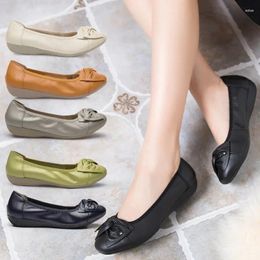 Casual Shoes Source Manufacturer Leather Bean Women's Shallow Flat Single Mom Large Size Work