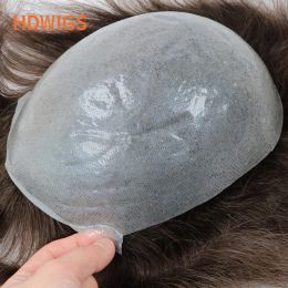 Toupees Natural Wave Straight Men Capillary Prosthesis Full PU 0.040.06cm Vloop Male Toupee Human Hair System Unit Natural Hairpiece