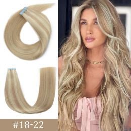 Extensions Balayage Highlight Tape Hair Extensions Natural Human Hairpiece Invisible Tape Ins Hair Extension Ombre Remy Sandwich Human Hair